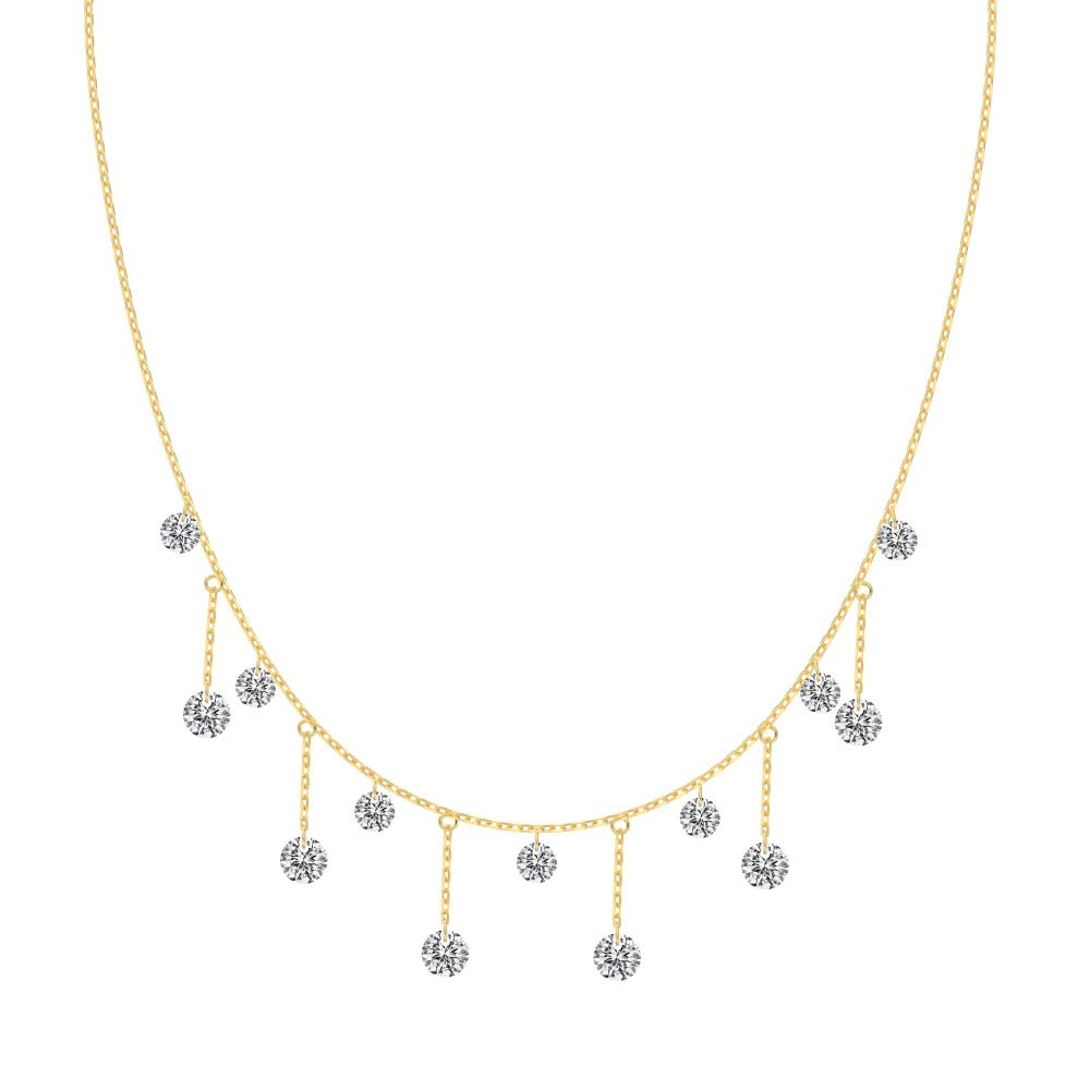 Moonlight Veil – Luxuriöse Quastenkette aus S925er Silber mit Kristallanhänger 