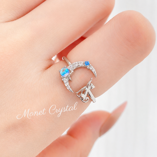 “Moonlit Kitty” S925 Sterling Silver Moonstone Cat Open Ring