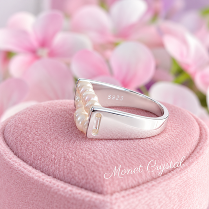 “Natural Line” S925 Sterling Silver Baroque Pearl Ring