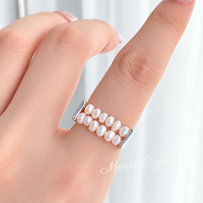 “Natural Line” S925 Sterling Silver Baroque Pearl Ring