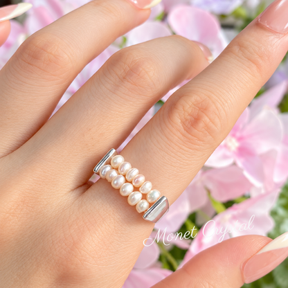 “Natural Line” S925 Sterling Silver Baroque Pearl Ring