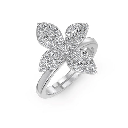 “Aurelia Bloom” S925 Sterling Silver Pavé Flower Jewelry Set