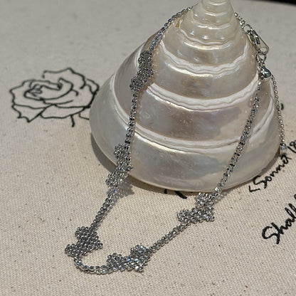 "Heartlink" S925 Sterling Silver Retro Heart Chain Necklace and Bracelet Set