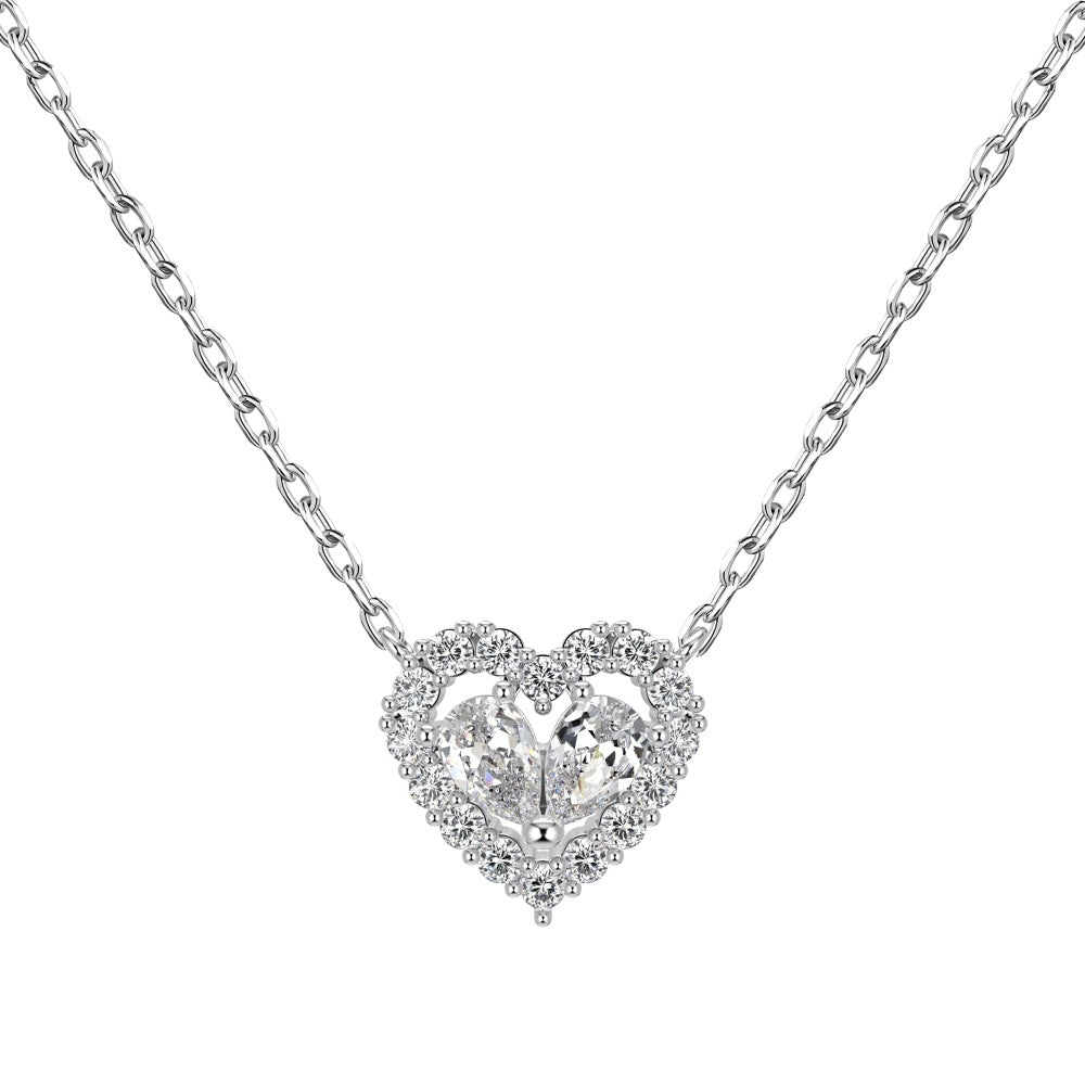 "Twin Hearts" 925 Sterling Silver Heart-Cut Zircon Jewelry Set