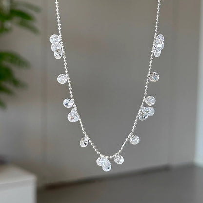 ステラティアーズ 925スターリングシルバー ジルコンネックレス – ラウンド＆ティアドロップデザイン