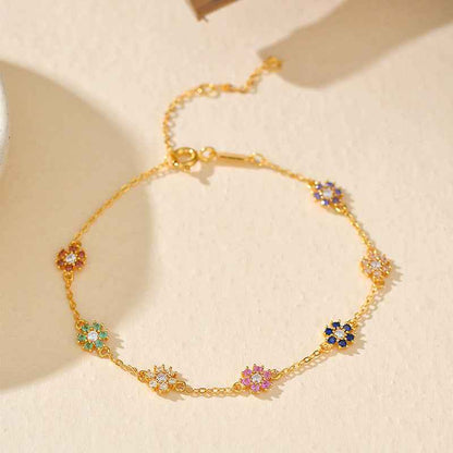 "Summer Bloom" 925 Sterling Silver Dopamine Flower Bracelet – Bright & Joyful