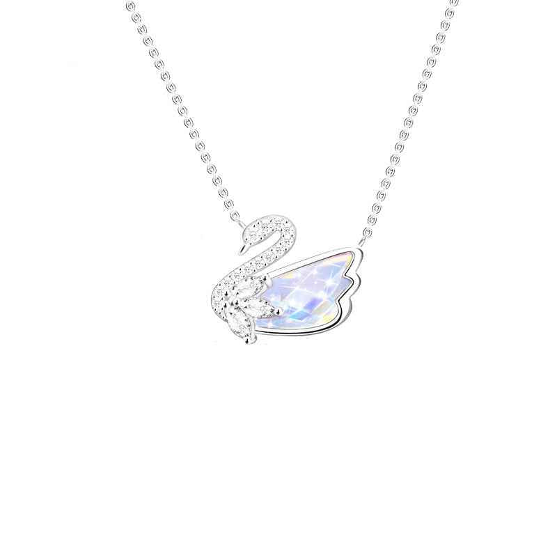 “Aurora Swan” 925 Sterling Silver Iridescent Swan Jewelry Set