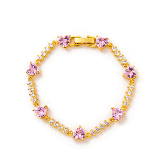 Lumière Heart Brass Gold-Plated Zircon Bracelet