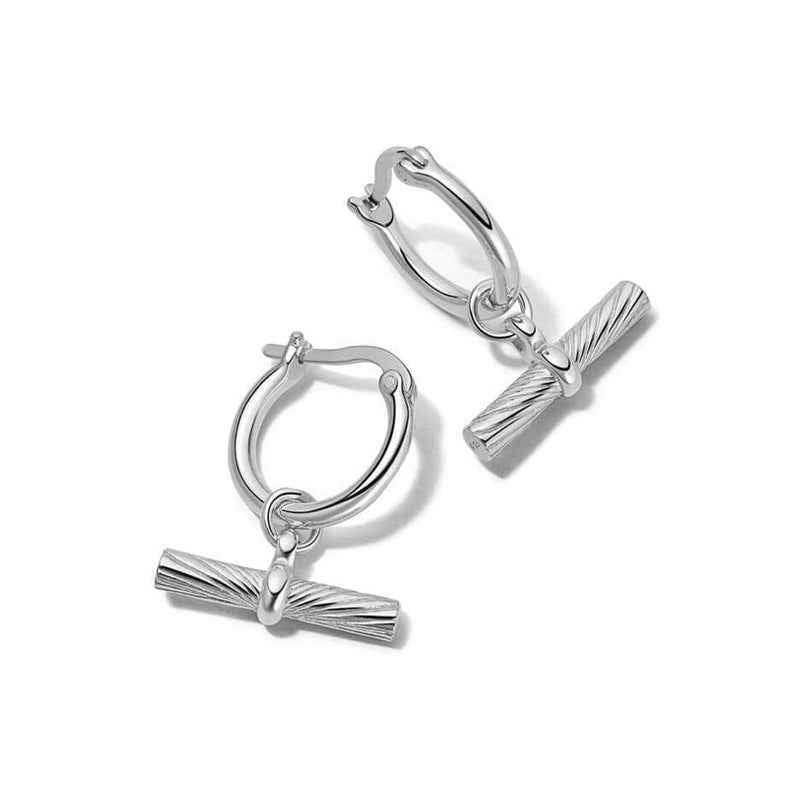 “T-Bar Chic” 925 Sterling Silver Minimalist T-Design Hoop Earrings