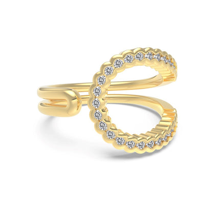 “Lumière Line” S925 Sterling Silver Irregular Line Stackable Ring