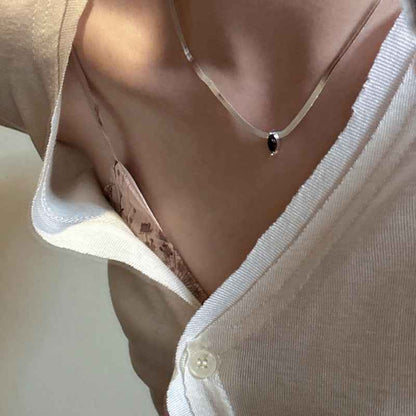 "Midnight Spark" 925 Sterling Silver Zircon Necklace