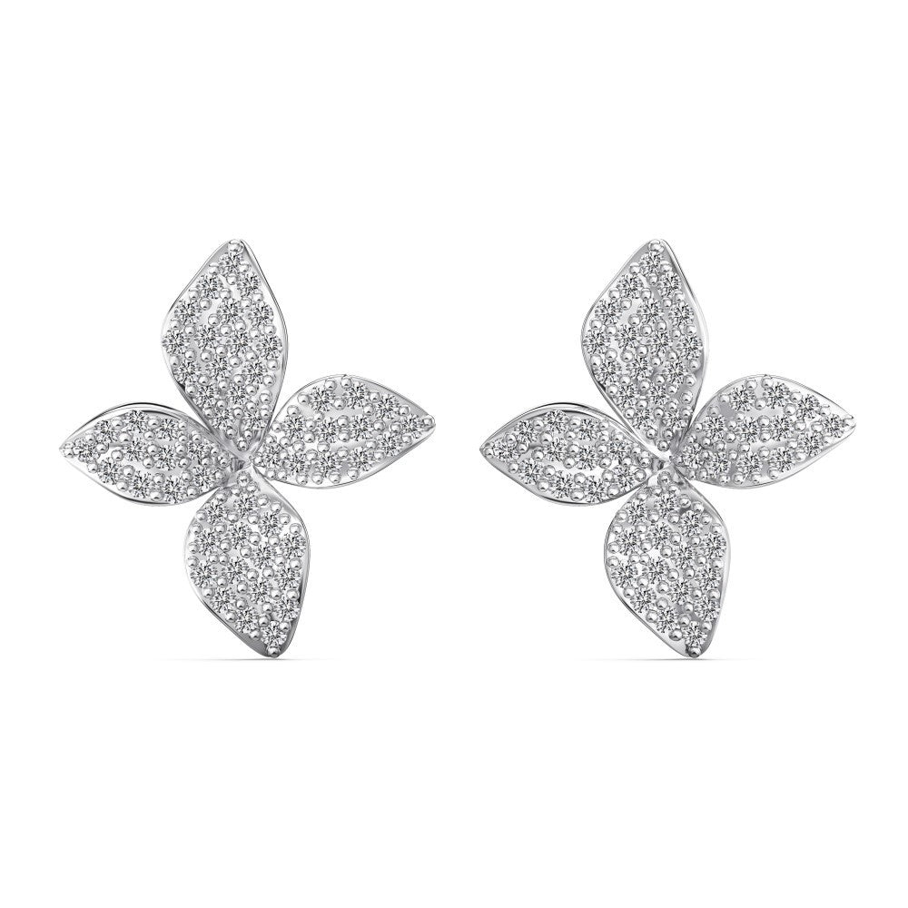 “Aurelia Bloom” S925 Sterling Silver Pavé Flower Jewelry Set