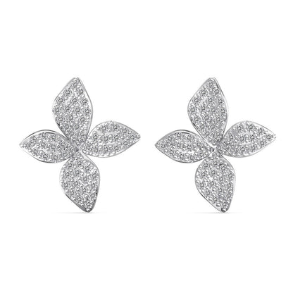 “Aurelia Bloom” S925 Sterling Silver Pavé Flower Jewelry Set