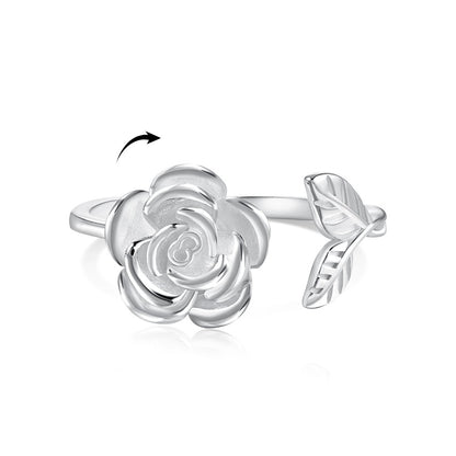 “Spinning Rose” 925 Sterling Silver Rotating Open Ring