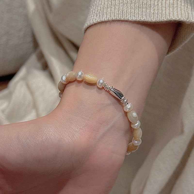 “Soft Dune” S925 Sterling Silver Vintage Beaded Bracelet