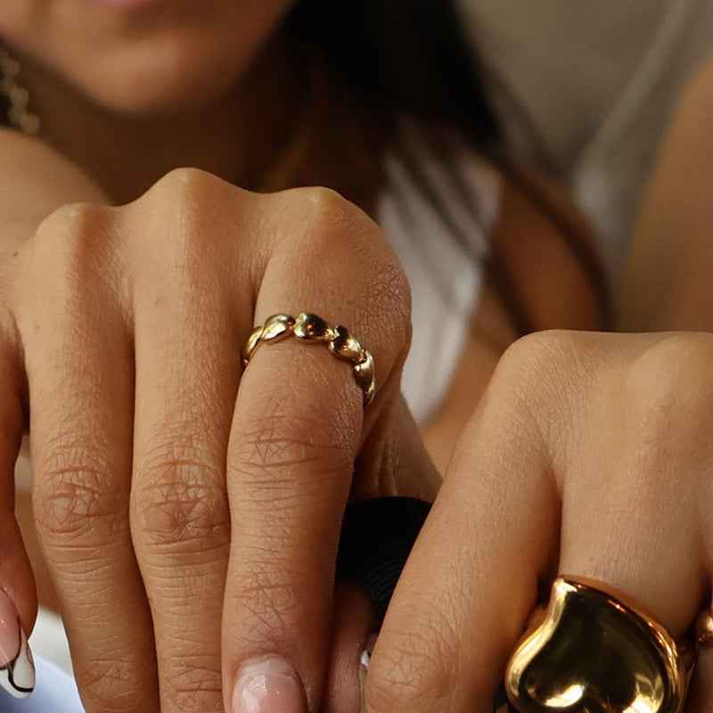 "Linked Hearts" 925 Sterling Silver Open Heart Ring