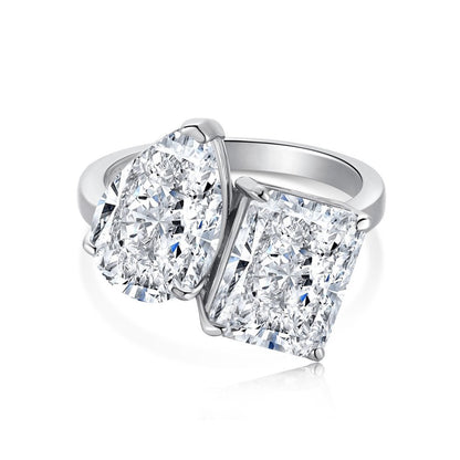 "Strahlendes Duo" 925 Sterling Silber Ring 
