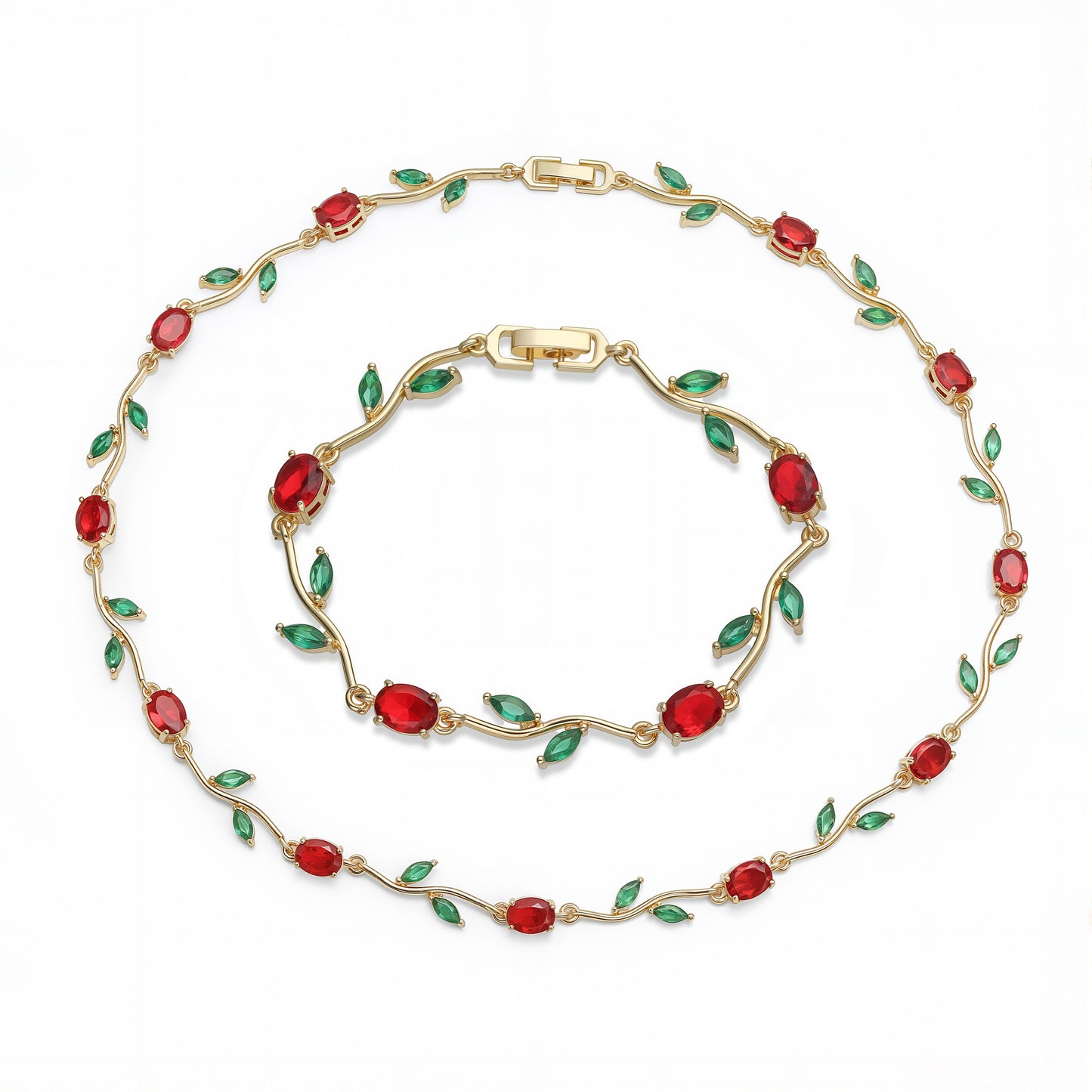 Tulip Reverie Gold-Plated Brass Multicolor Zircon Necklace / Bracelet