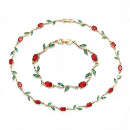 Tulip Reverie Gold-Plated Brass Multicolor Zircon Necklace / Bracelet