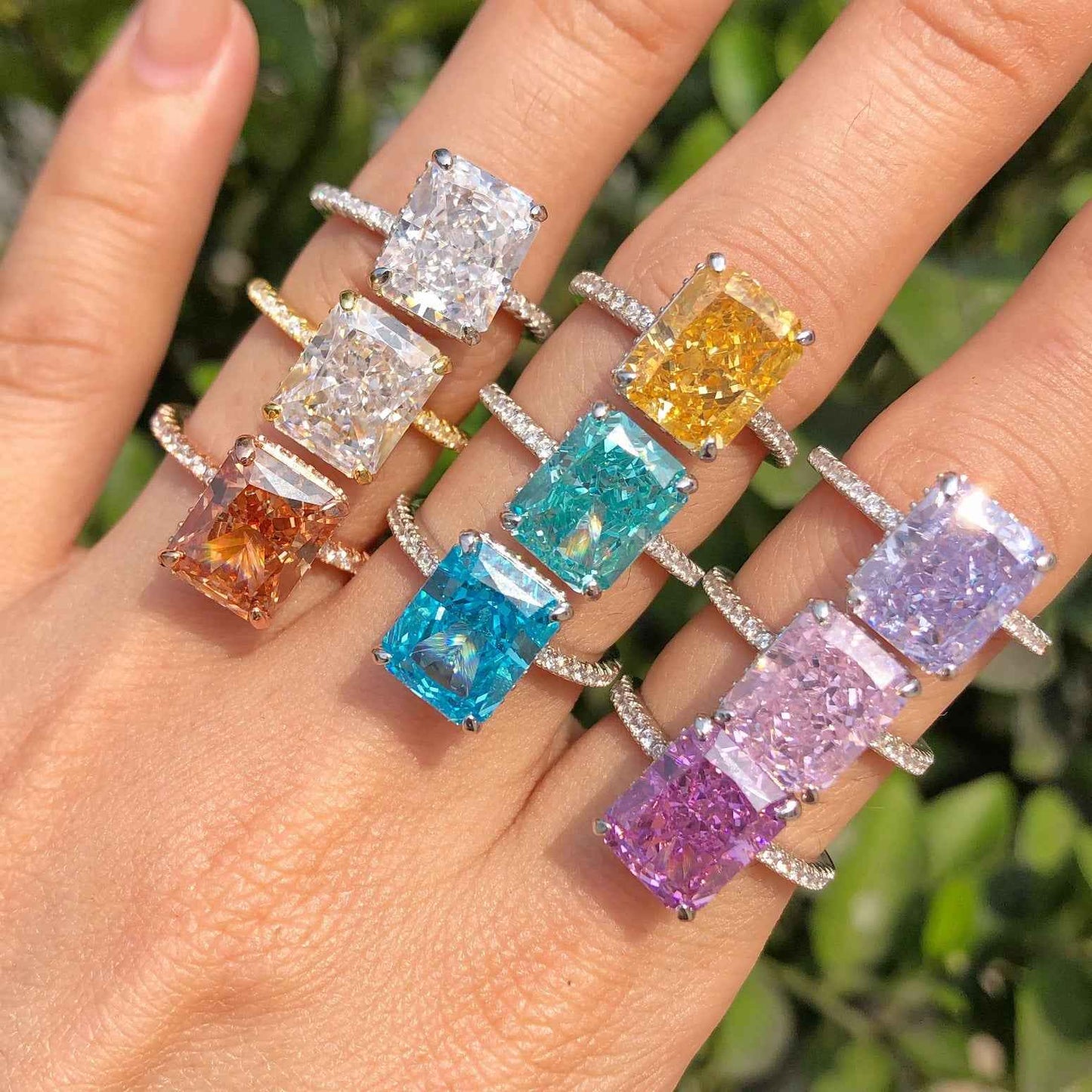 “Prism Royale” 925 Sterling Silver Sparkling Color Gemstone Ring