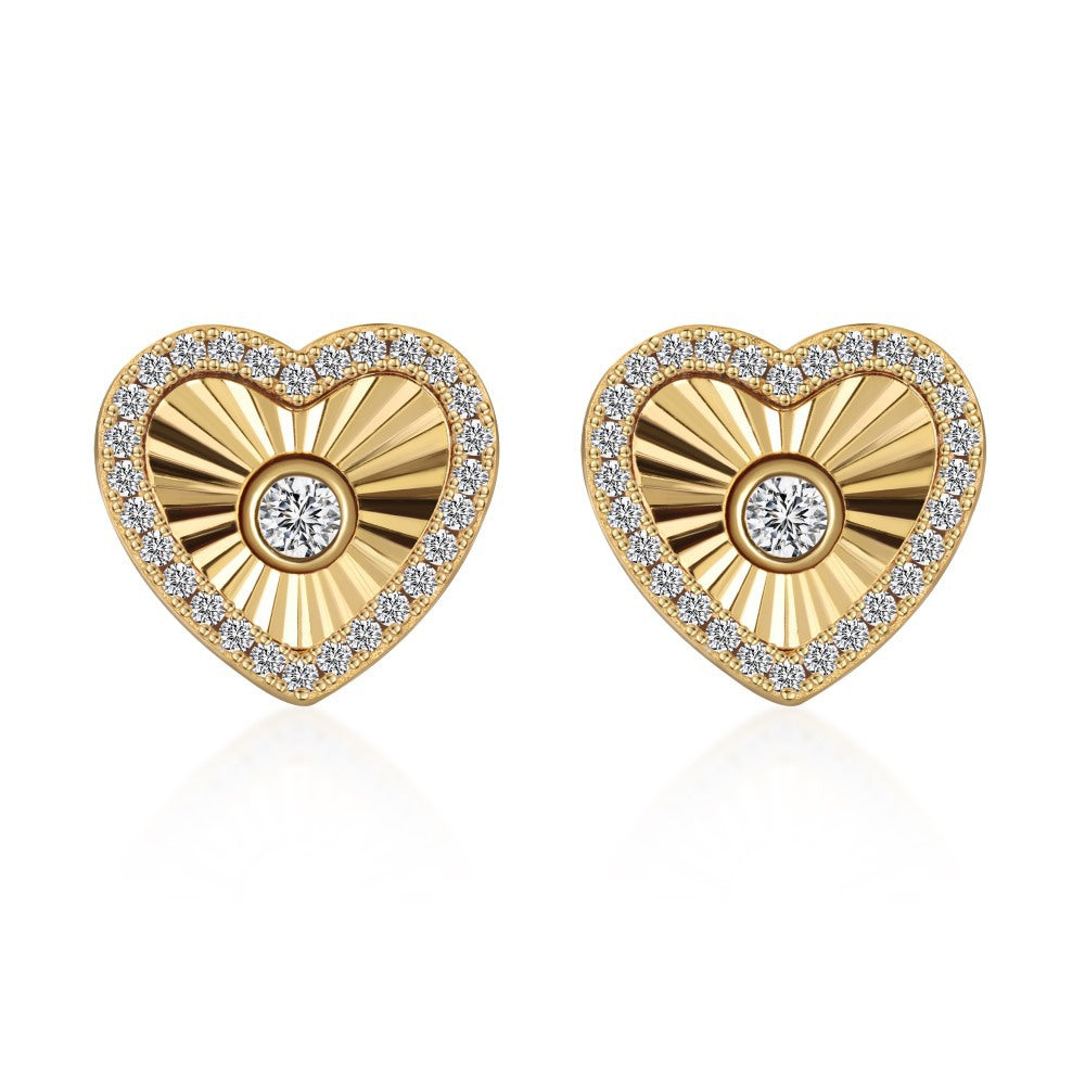 “Radiant Heart” S925 Sterling Silver Heart Jewelry Set (Necklace & Stud Earrings)