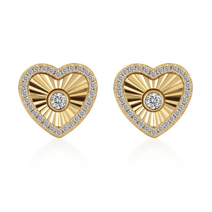“Radiant Heart” S925 Sterling Silver Heart Jewelry Set (Necklace & Stud Earrings)