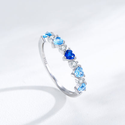 “Rainbow Crush” 925 Sterling Silver Heart Ring