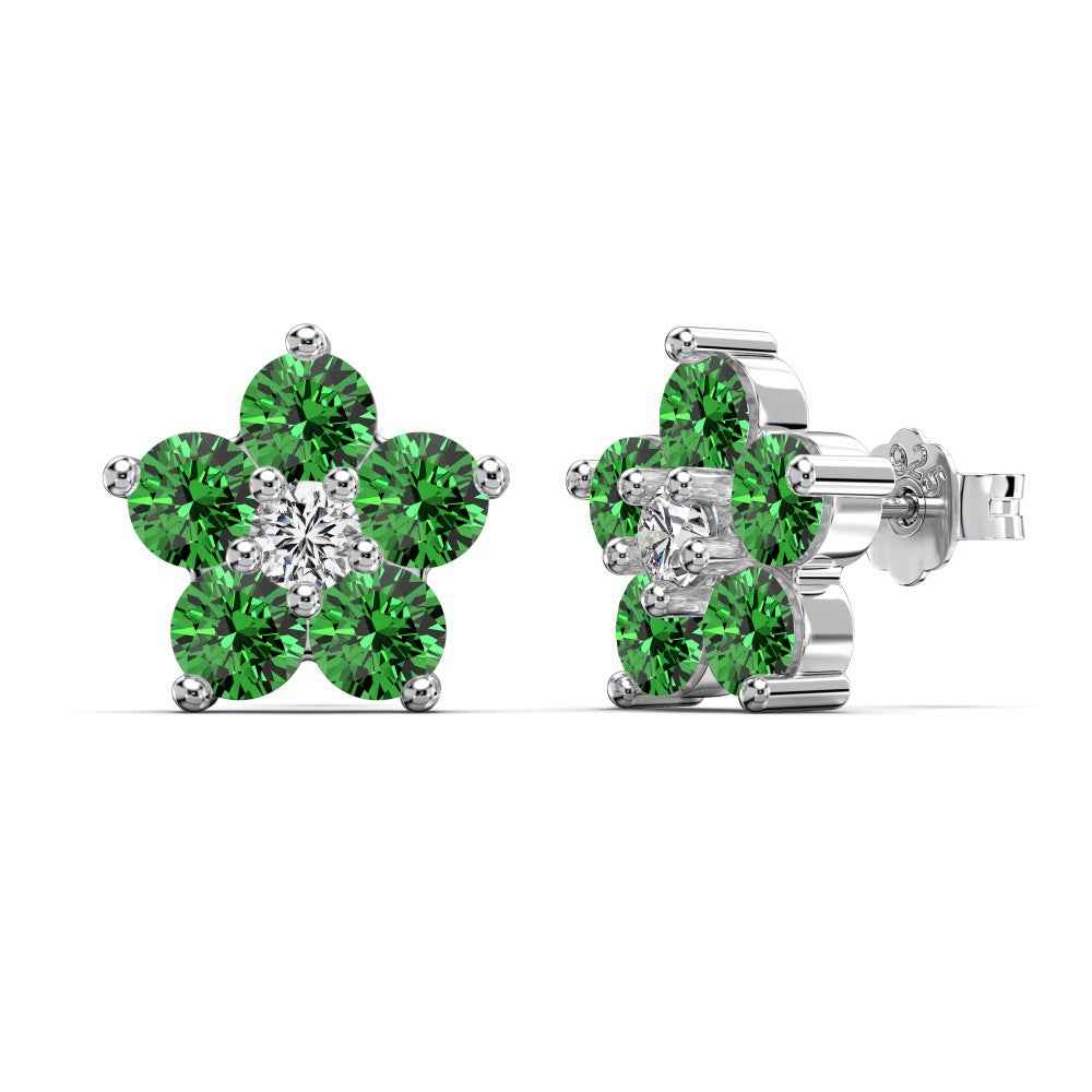 “Dopamine Blossom” S925 Sterling Silver Crystal Flower Stud Earrings