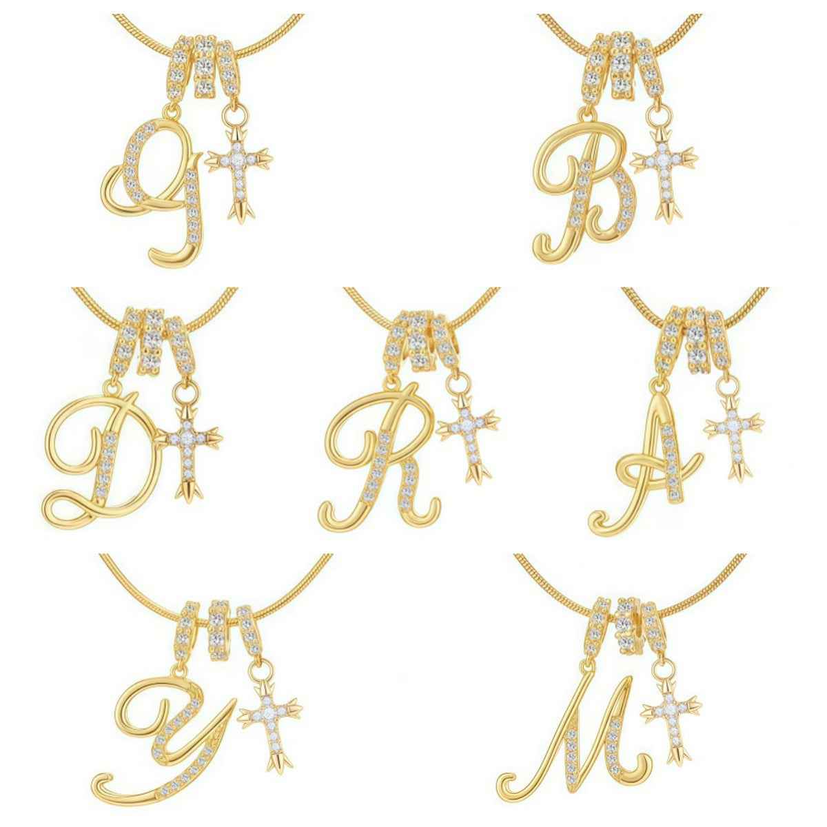 “Celestial Initial” Gold Plated Brass Alphabet Pendant Necklace