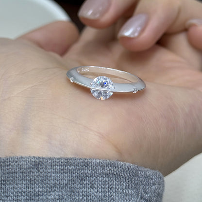 Cosmic Star 925 Sterling Silber Drehbarer Zirkon Ring – Verstellbar, Minimalistisches Design 