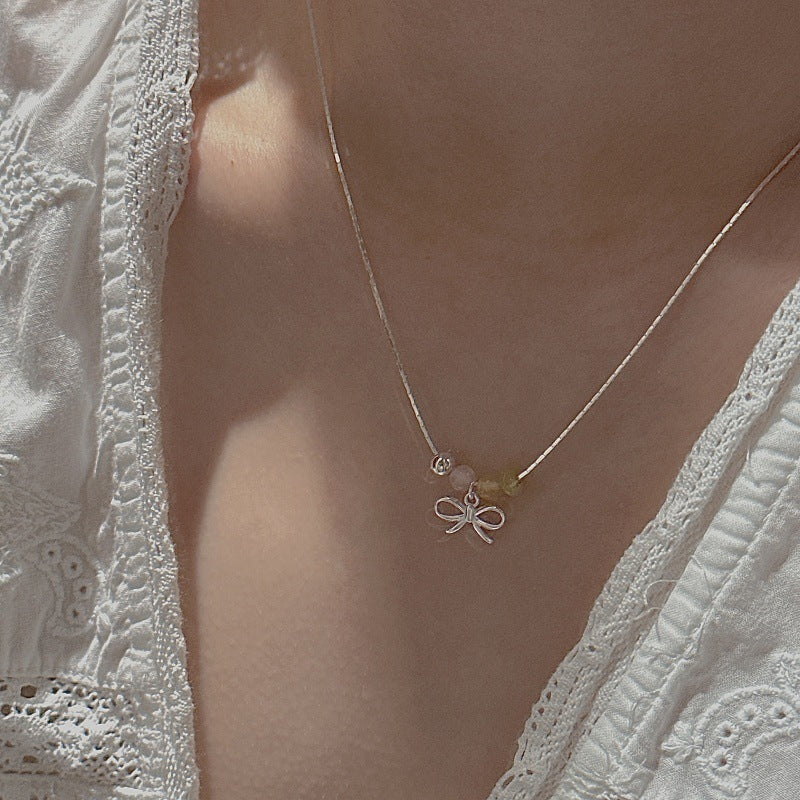 "Colorful Bow" 925 Sterling Silver Necklace
