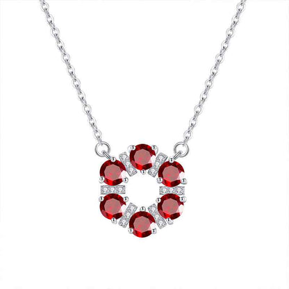 “Crystal Wreath” S925 Sterling Silver Crystal Halo Necklace