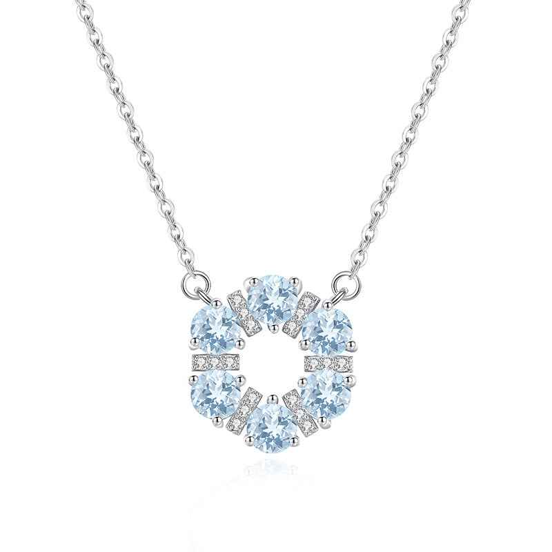 “Crystal Wreath” S925 Sterling Silver Crystal Halo Necklace