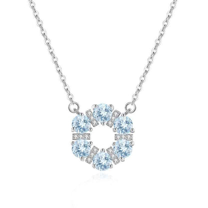 “Crystal Wreath” S925 Sterling Silver Crystal Halo Necklace