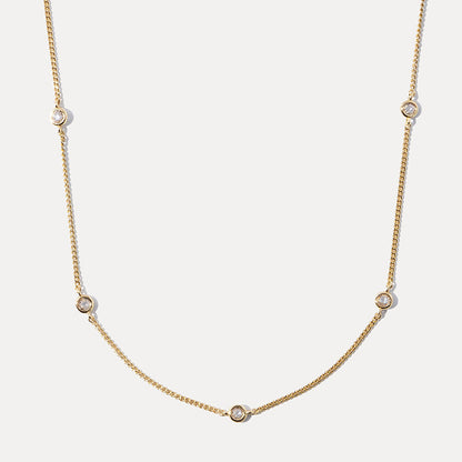 “Dainty Aura” S925 Sterling Silver Zircon Station Necklace