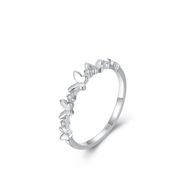 “Luna Flutter” 925 Sterling Silver Pavé Butterfly Ring
