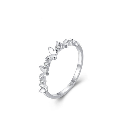 “Luna Flutter” 925 Sterling Silver Pavé Butterfly Ring