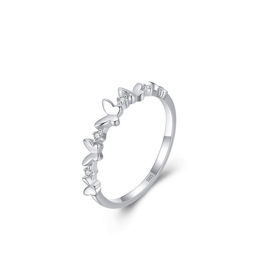 “Luna Flutter” 925 Sterling Silver Pavé Butterfly Ring