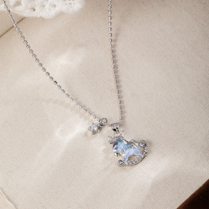 Aurora Carousel Resin Zircon Palladium-Plated Brass Pendant Necklace