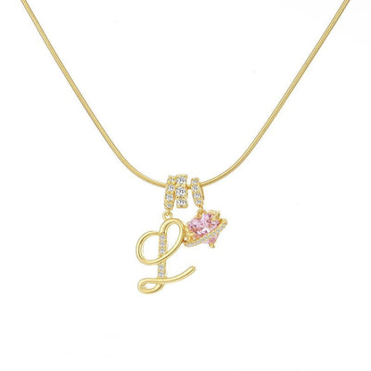 “Celestial Initial” Gold Plated Brass Alphabet Pendant Necklace