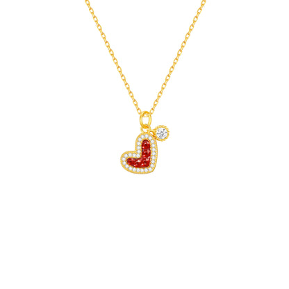 “Berry Palmier” S925 Sterling Silver Ruby-Red Heart Jewelry Set