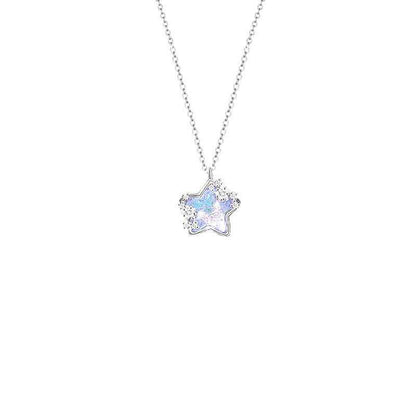 “Stellar Whisper” 925 Sterling Silver Moon & Star Color-Shift Necklace