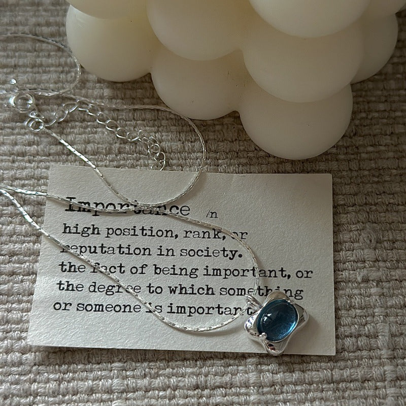 "Ocean Breeze" S925 Sterling Silver Aquamarine Necklace
