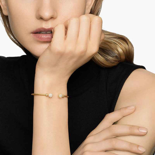 "Celestial Glow" 925 Sterling Silver Starburst Twist Bangle