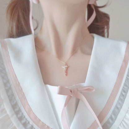 "Fairy Wand" 925 Sterling Silver Necklace with Colorful Crystals - Perfect for Birthdays and Graduations