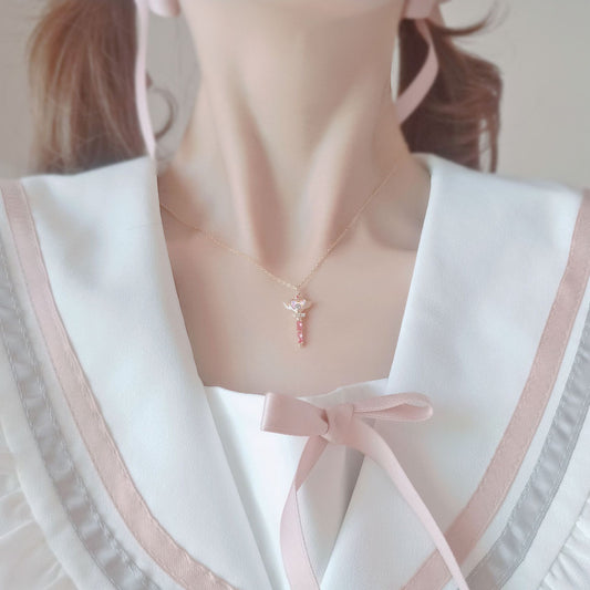 "Fairy Wand" 925 Sterling Silver Necklace with Colorful Crystals - Perfect for Birthdays and Graduations