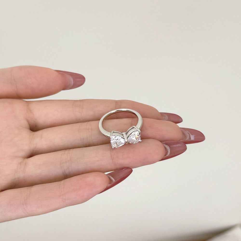 “Twin Devotion” 925 Sterling Silver Double Heart Ring