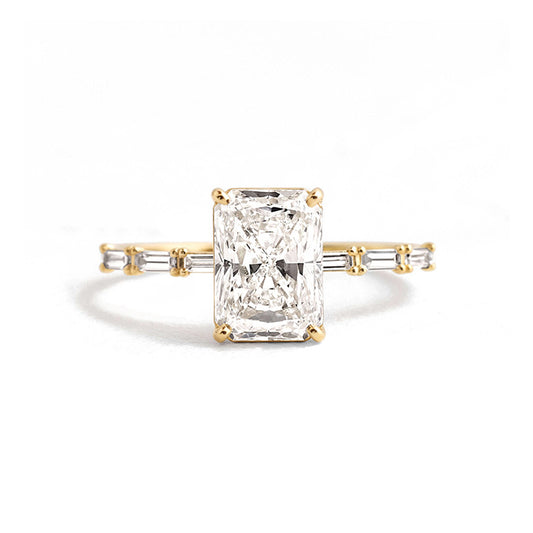 "Radiant Prism" 925 Sterling Silver Radiant-Cut Zircon Ring