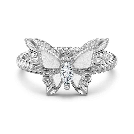 “Butterfly Crest” 925 Sterling Silver Marquise Butterfly Ring