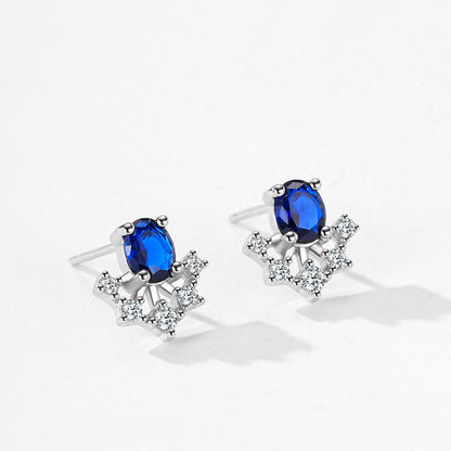 “Royal Solstice” 925 Sterling Silver Sapphire Halo Jewelry Set